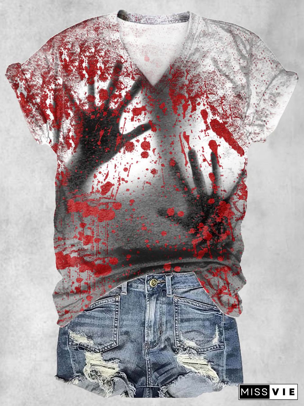 Blood Stained Silhouette Print T-Shirt