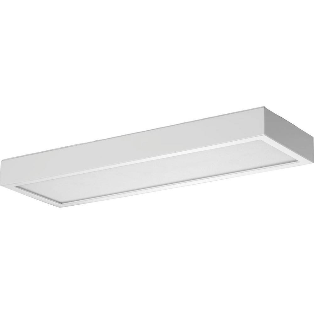 Progress Lighting Everlume Collection 1-Light Satin White Frosted Glass LED Modern Bath Vanity Linear Panel Light P300304-028-CS