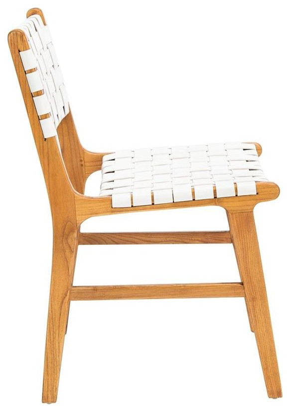 Buster Woven Leather Dining Chair  Set of 2  White/Natural   Transitional   Dining Chairs   by V.S.D Furniture  Houzz