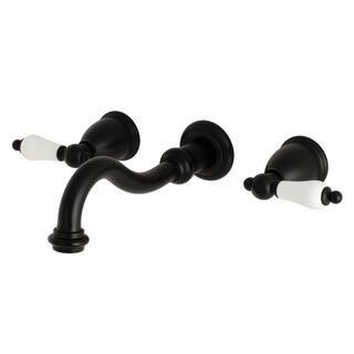 Kingston Brass 2-Handle Vessel Wall Mount Bathroom Faucet in Matte Black HKS3120PL