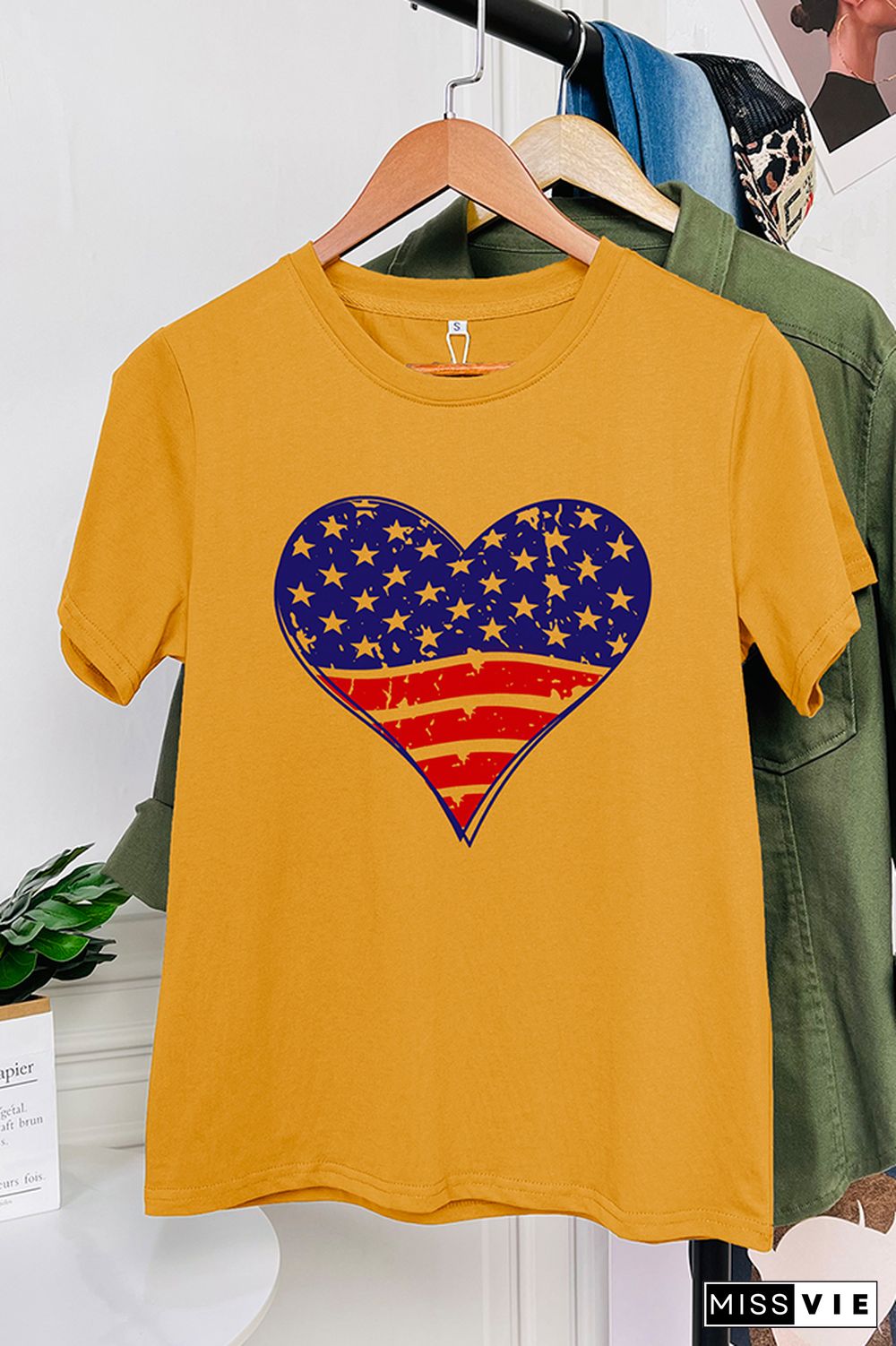 Patriotic Grunge Heart Graphic T-Shirt Wholesale