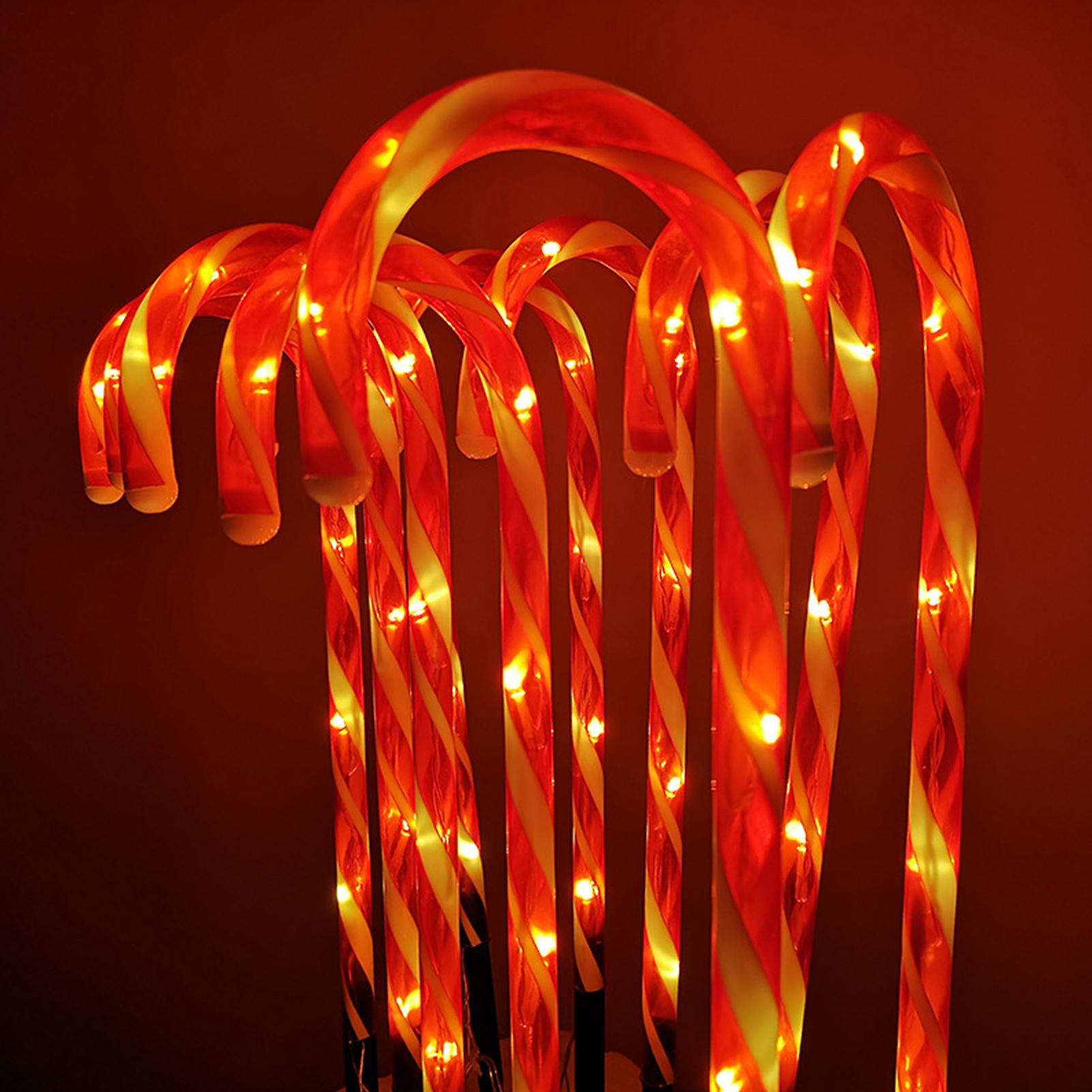 Christmas Yard Cane Lights， Candy 10 Pack Cane Pathway Lights Christmas Decorative Lights For Xmas Holiday Party Walkway Patio Garden Decor No.319794