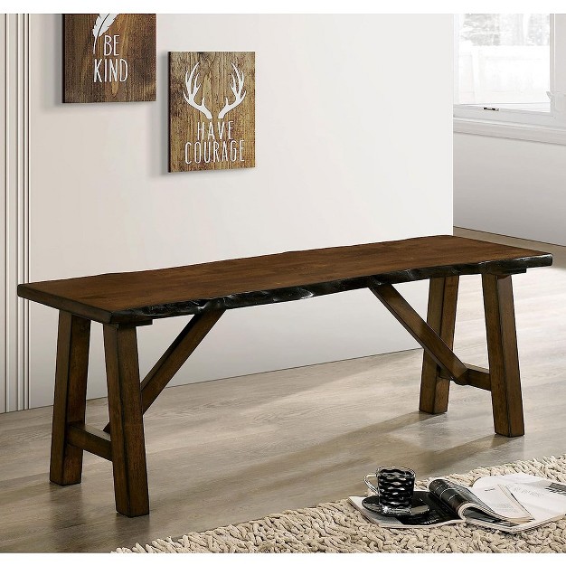 Simple Relax Wooden Dining Bench With Live Edge Design In Walnut