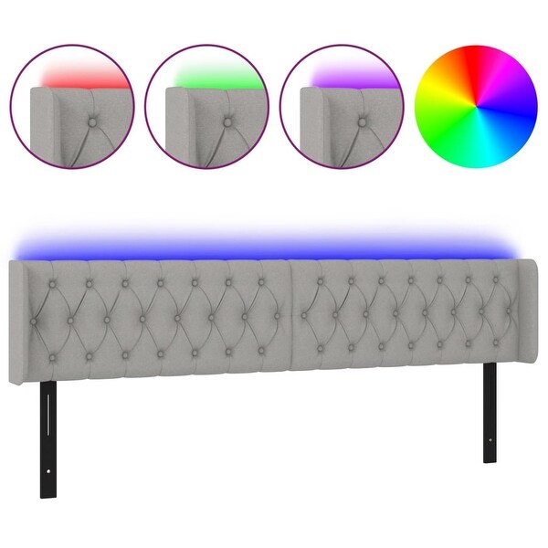 vidaXL LED Headboard Dark Gray/Light Gray Fabric - - 37455511