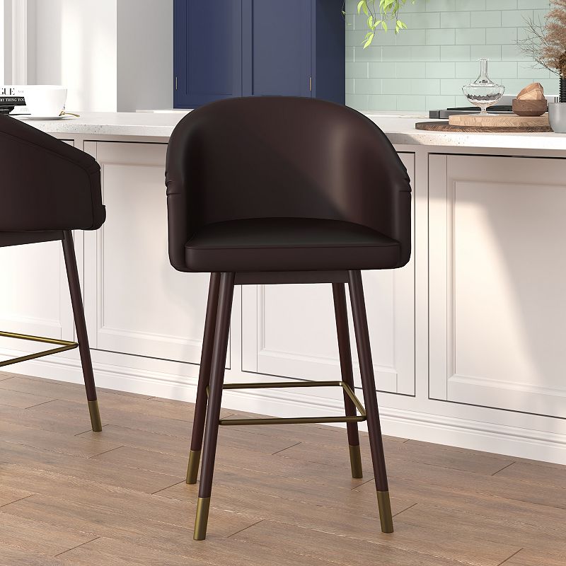 Emma and Oliver Arsinoe Upholstered Counter Height Dining Stool with Wood Frame - Set of 2