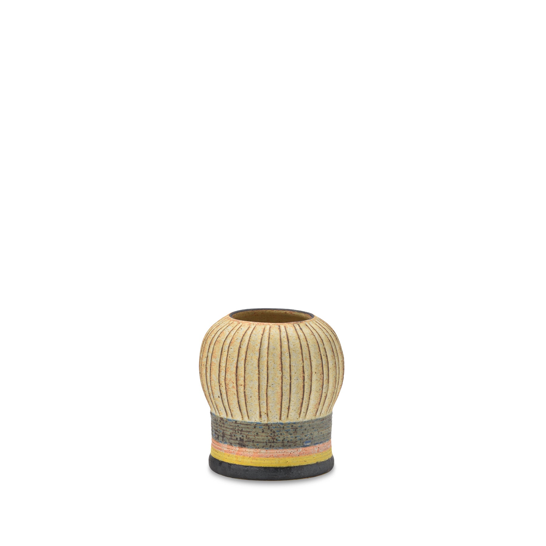 #83 Small Kokeshi Vessel with Horizontal Stripes