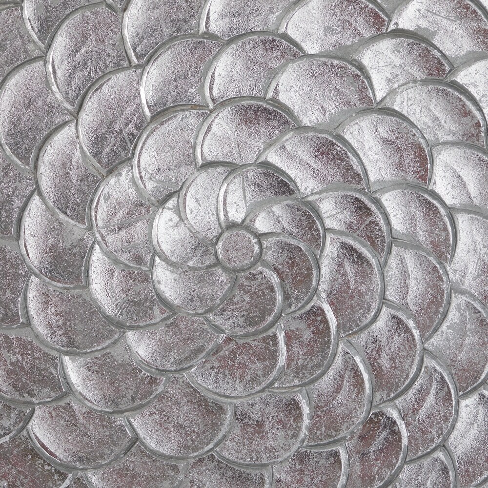 Gold or Silver Wood Carved Scales Abstract Wall Decor with Hammered Inspired Design