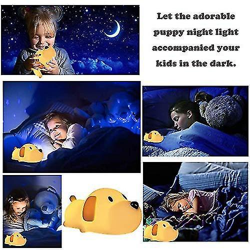 Led Night Light For Kids Soft Silicone Puppy Led Lamp With Sensitive Touch Control， Rechargeable Baby Nursery Lamp， Warm Light