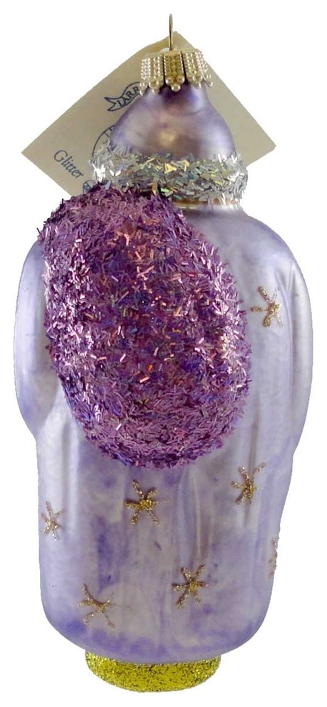 Larry Fraga PURPLE SANTA GLITTERED Blown Glass Christmas Ornament 5005G   Contemporary   Christmas Ornaments   by Story Book Kids Inc  Houzz