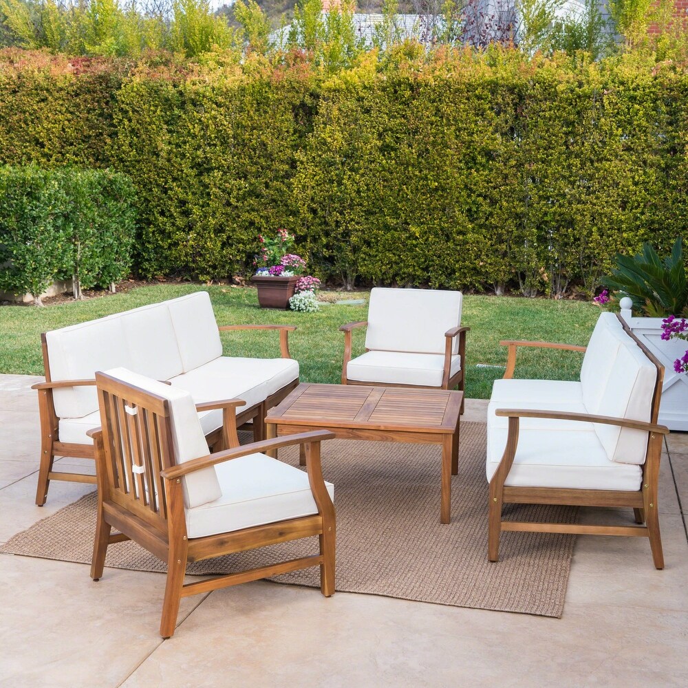 Perla Outdoor Acacia Wood 9 piece Sofa Set by Christopher Knight Home