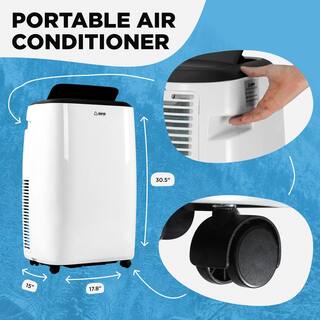 AIRO COMFORT 8000 BTU 115-Volt Portable Air Conditioner Cools 350 sq. ft. with Dehumidifier Function and LCD Remote White AIRO-AirCond-8K