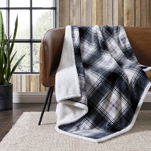 Vail Plaid Throw Blanket Gray Eddie Bauer