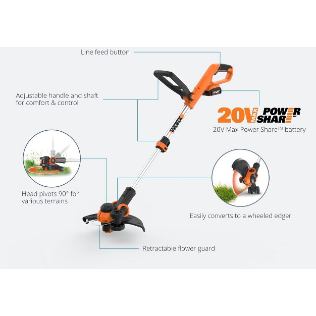 Cordless Battery Powered String Trimmer amp Lawn Edger includes Light Weight Weed Wacker Doublehelix Spool Line