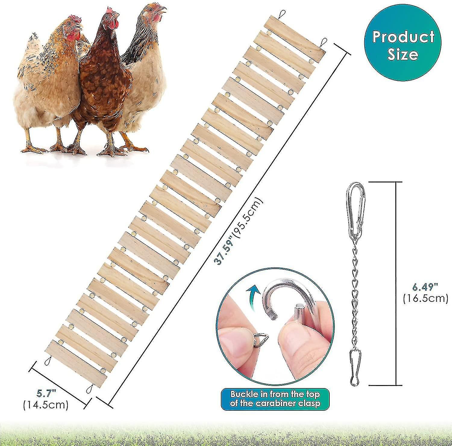 Chicken Ladder For Coop Natural Wood Chicken Toy， Total Length 112cm/44.09''