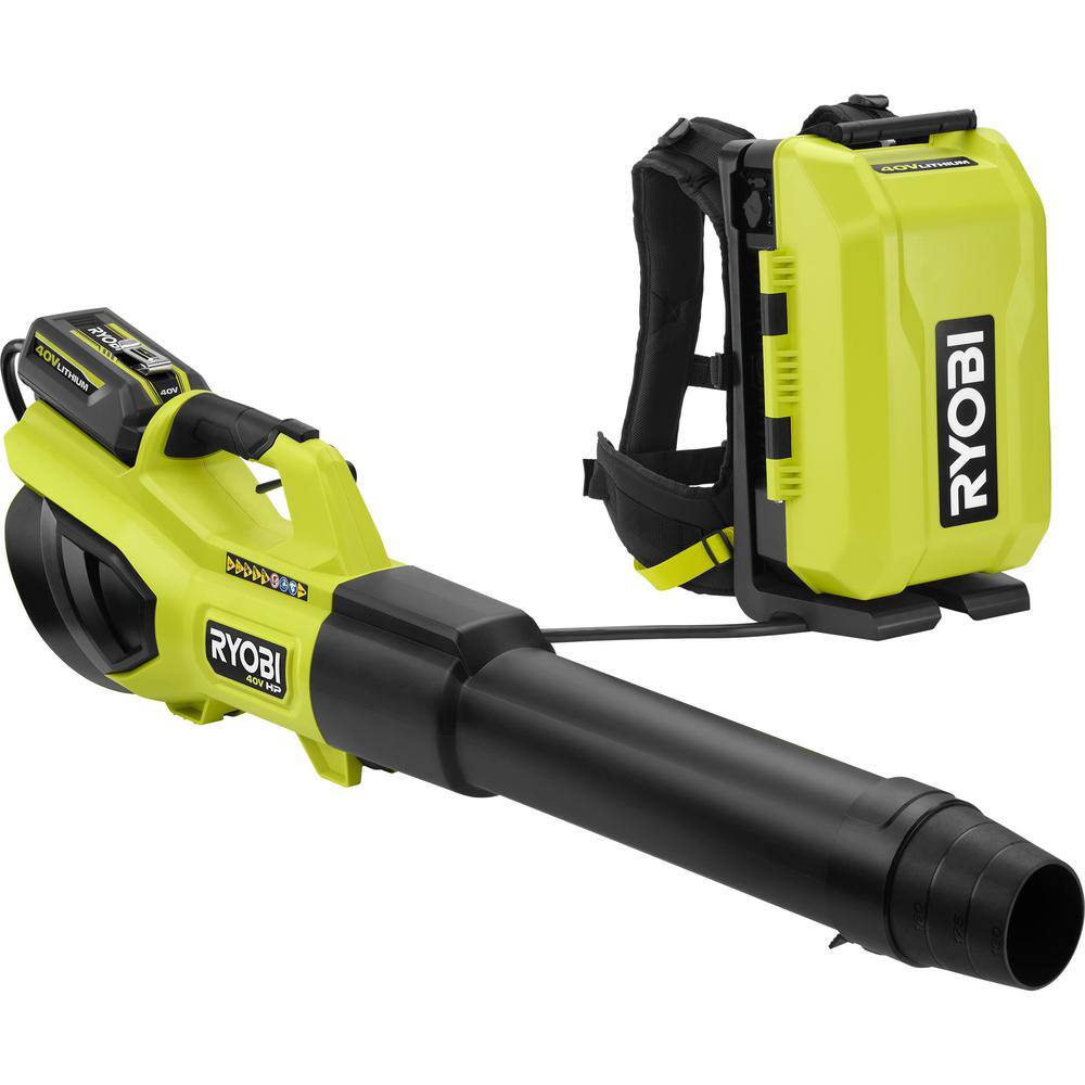 RYOBI 40V HP Brushless Whisper Series 190 MPH 730 CFM Blower String Trimmer and Backpack Battery w (2) 6.0 Ah Batteries RY404180-ST