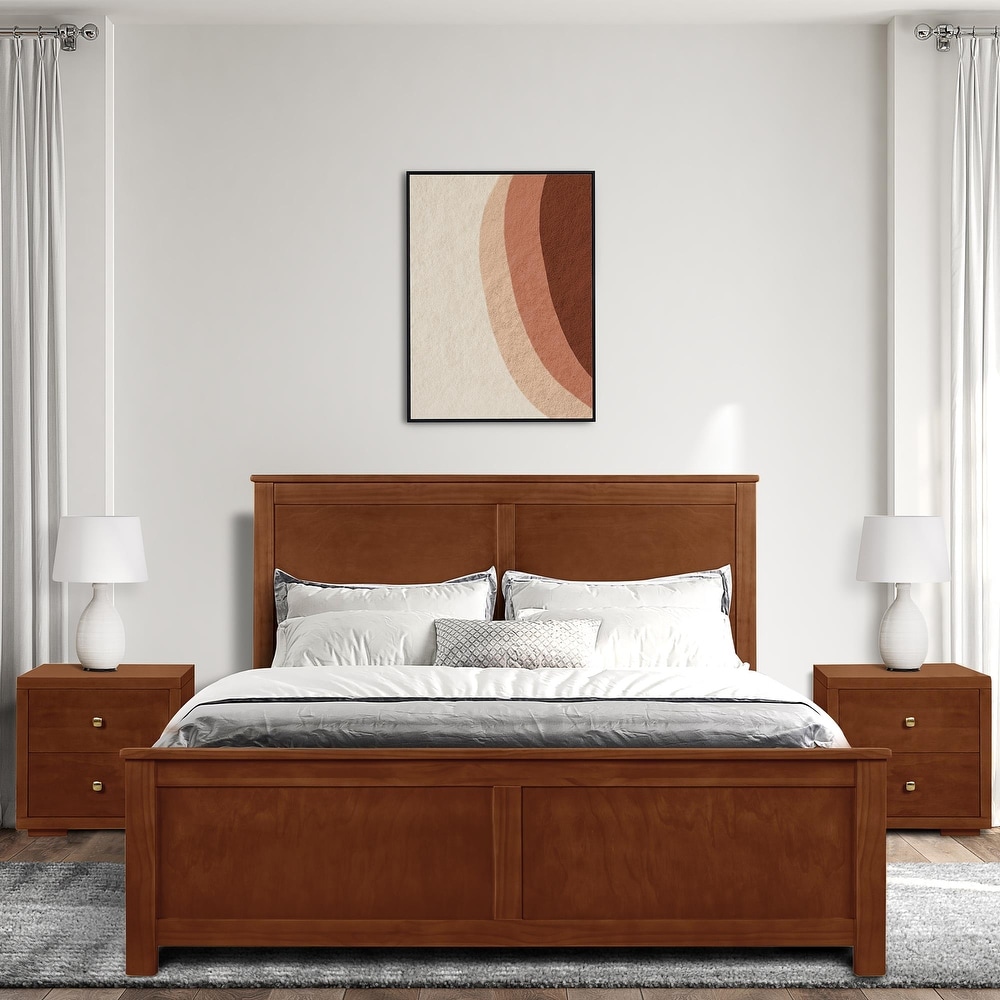 Winston Wooden Platform Bed with Paneled Headboard