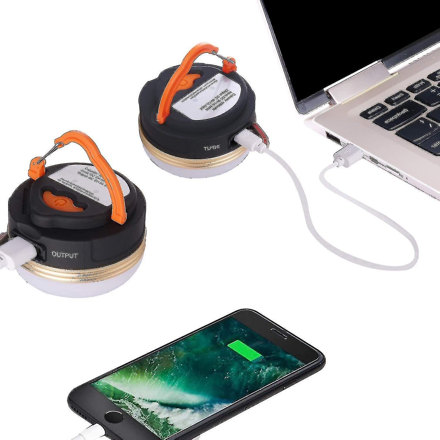 Camping Lantern [2 Pack] Tent Lights Rechargeable Battery， Water Resistant， Magnetic Base， 3 Lightin