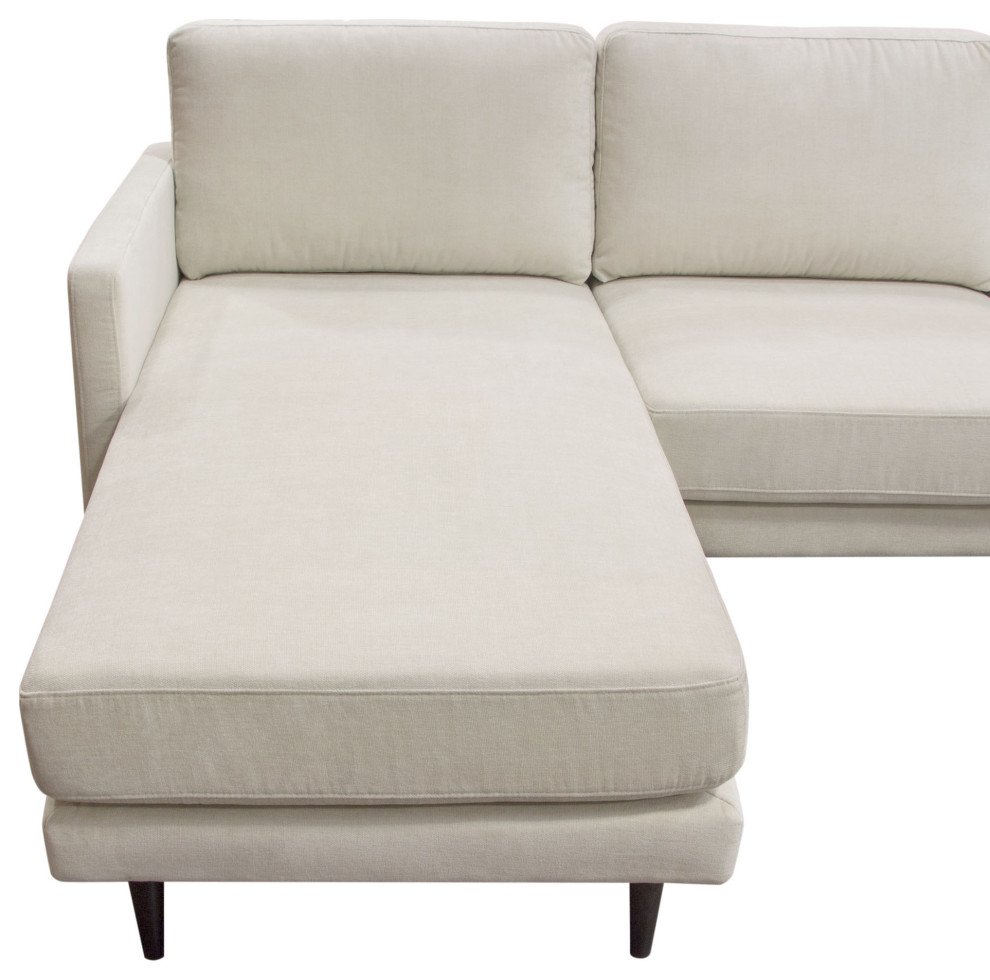 Kelsey Reversible Chaise Sectional  Cream Fabric   Midcentury   Sectional Sofas   by Kolibri Decor  Houzz