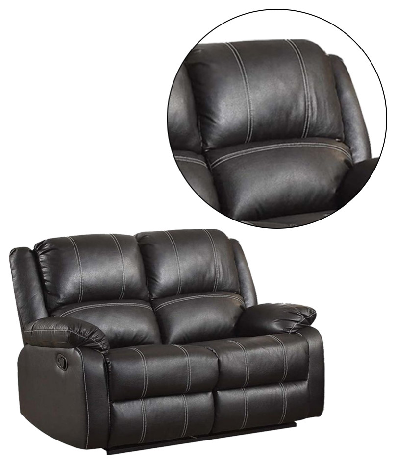 Faux Leather Metal Reclining Loveseat  Red   Contemporary   Loveseats   by Simple Relax  Houzz