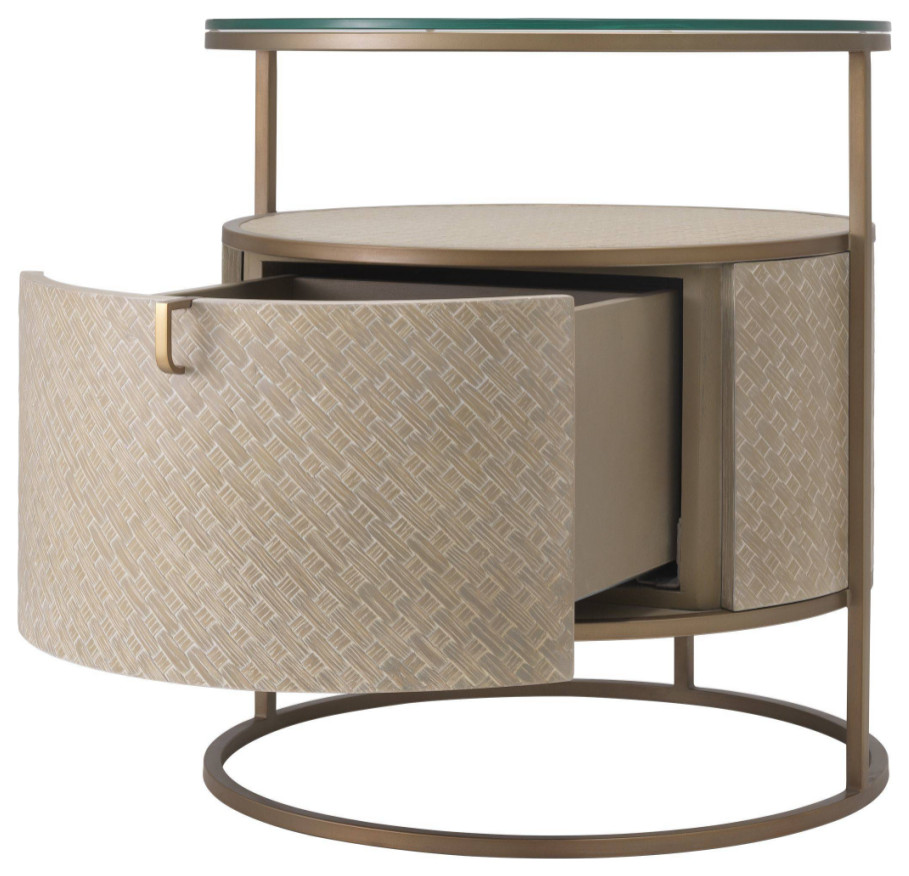 Round Woven Oak Bedside Table  Eichholtz Napa Valley   Contemporary   Side Tables And End Tables   by Oroa   Distinctive Furniture  Houzz