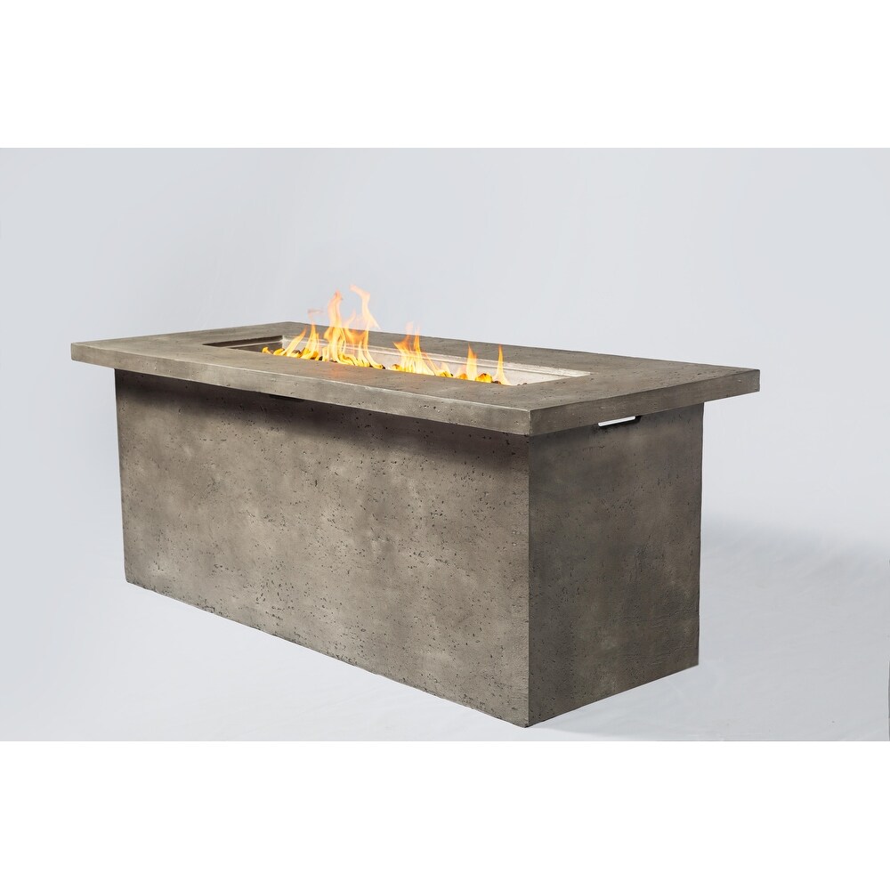 LSI Santiago Grey Cast Concrete Internal Tank Fire Pit Table   60