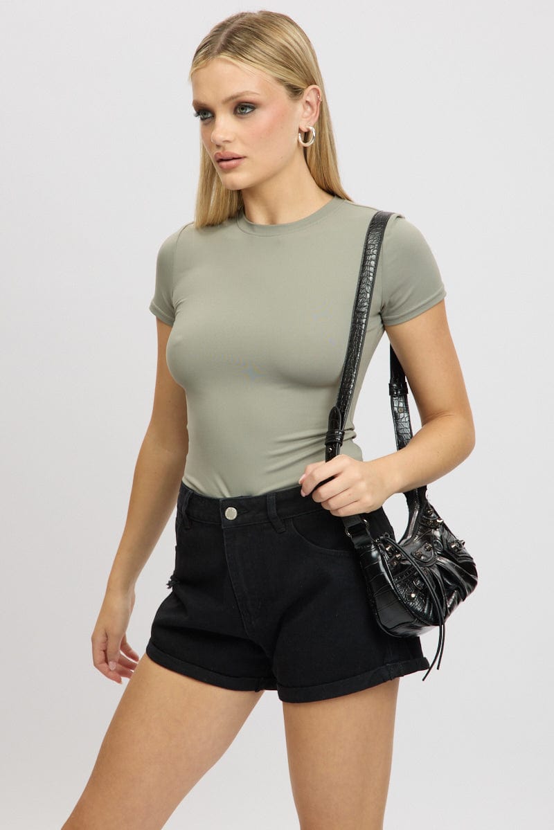 Black Relaxed Shorts Low Rise