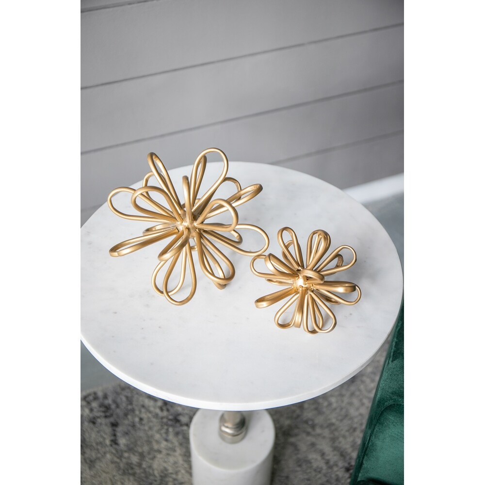 A B Home   Flower Statuaries   Set of 3   Gold