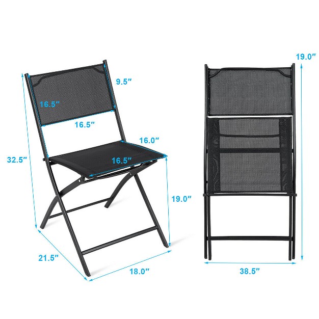 Costway Set Of 4 Outdoor Patio Folding Chairs Camping Deck Garden Pool Beach Furniture