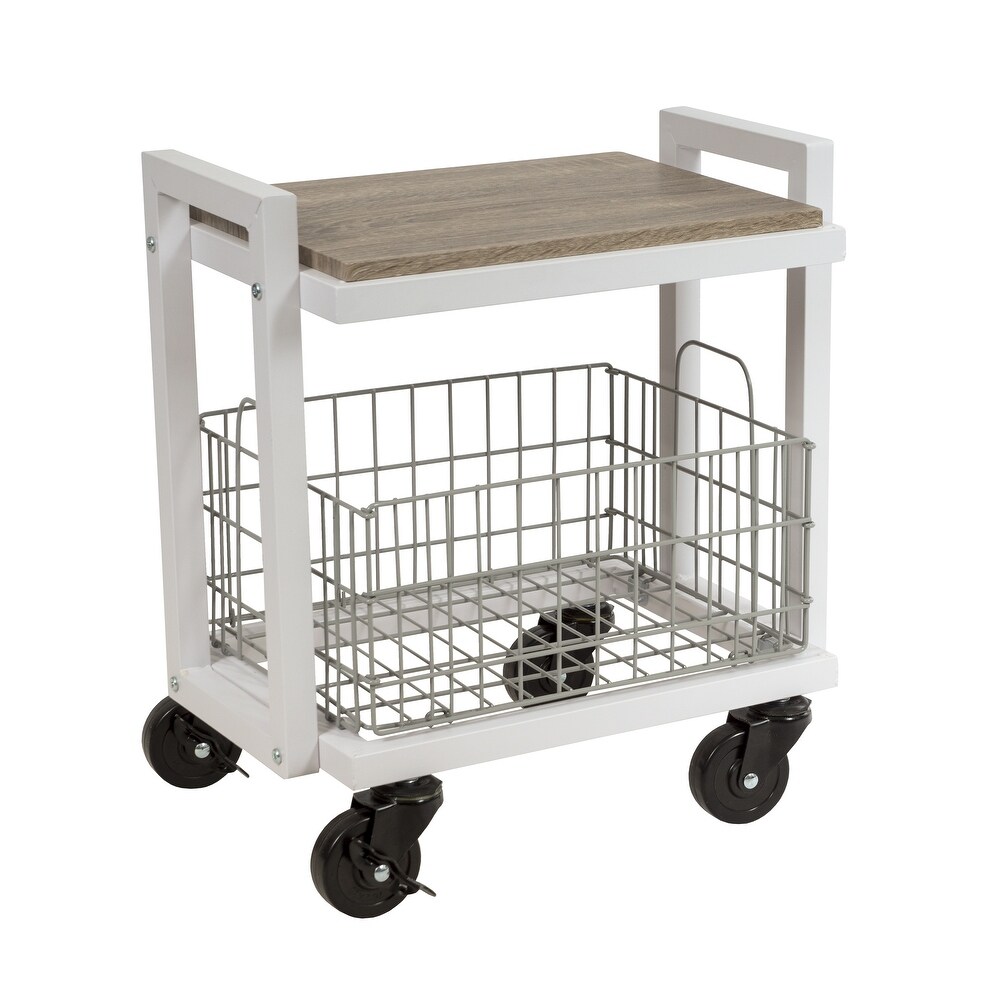 Removable Baskets Stroage Carts Movable Storage Bookshelf Versatile End Tables Standing Coffee Bar Table for Bedroom