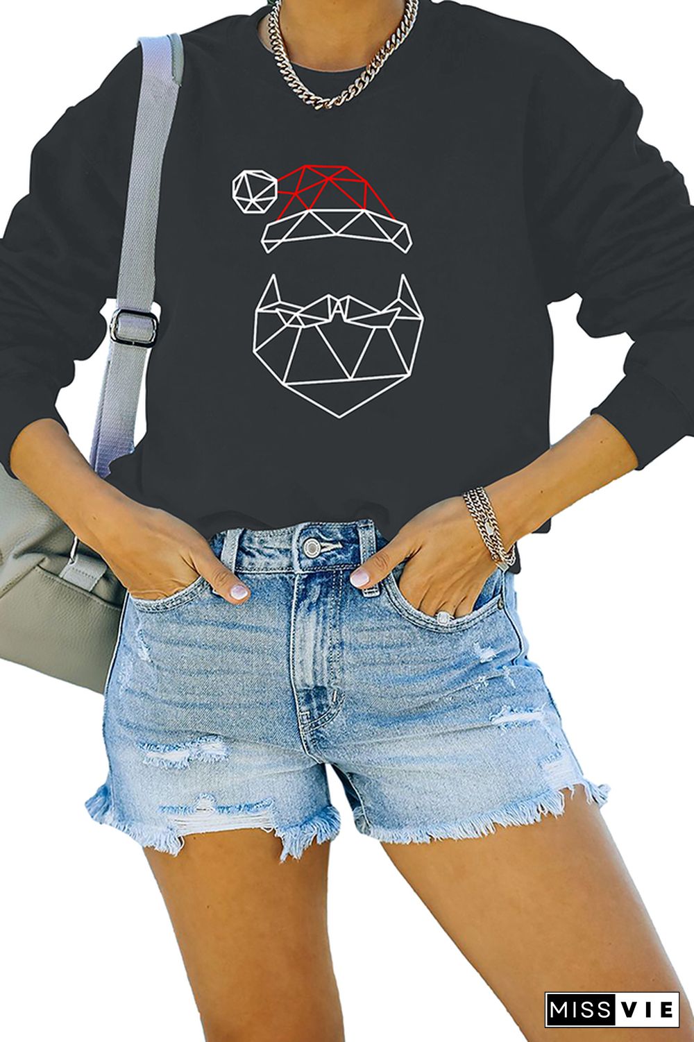 Geometric Santa Sweatshirt Wholesale