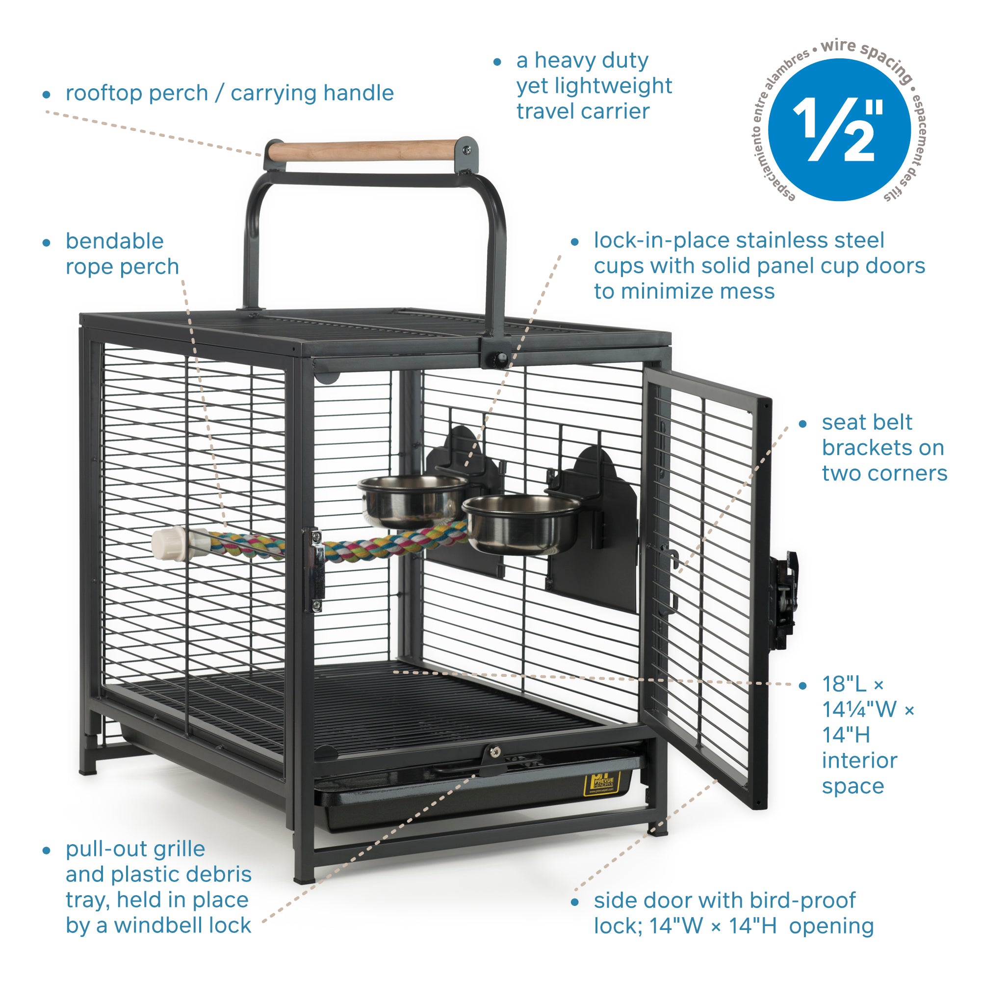 Prevue Pet Products Portable Metal Travel Bird Cage Carrier Cage