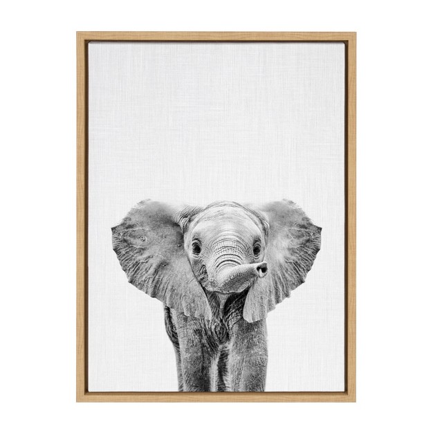 X 24 quot Sylvie Baby Elephant Framed Canvas By Simon Te Natural Kate amp Laurel All Things Decor