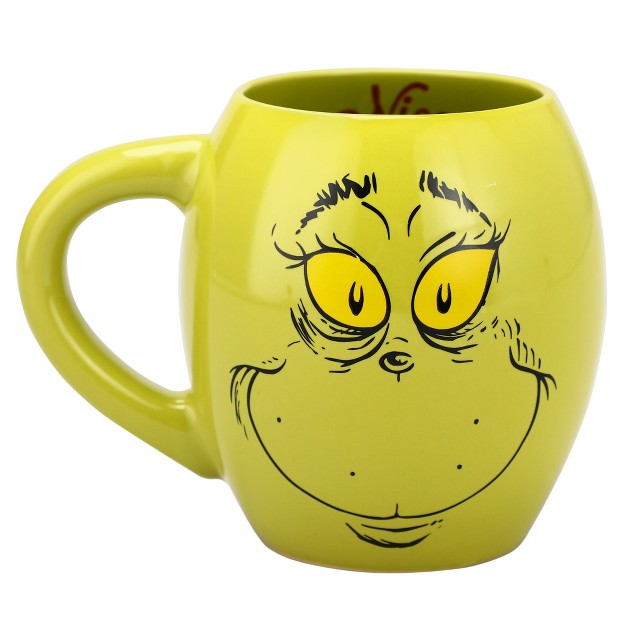 The Grinch Naughty And Nice 18 Oz Oval Sculpted Ceramic Mug