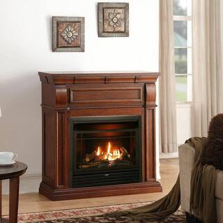 Duluth Forge Dual Fuel Ventless Gas Fireplace - 26000 BTU T-Stat Control Chestnut Oak Finish 170129