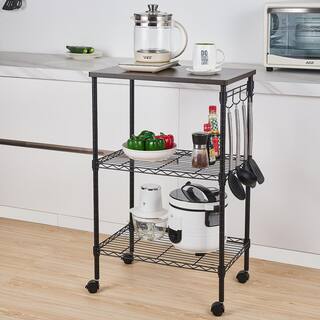 Karl home 4-Wheeled Metal Multi-functional Kitchen Utility Cart in Black 302589548103