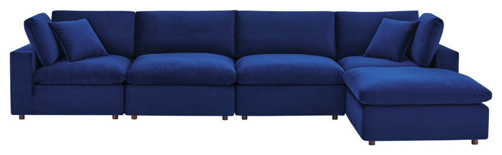 Commix Down Filled Overstuffed Performance Velvet 5 Piece Sectional   Contemporary   Sectional Sofas   by PARMA HOME  Houzz