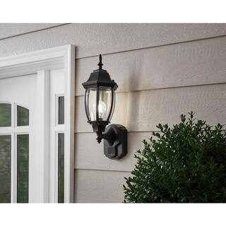 Hampton Bay Alexandria Black Farmhouse 180-Degree Motion Sensor Outdoor 1-Light Wall Sconce HBI-4192-BK