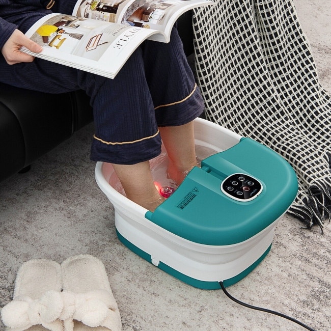 Folding Foot Spa Basin with Heat Bubble Roller Massage Temp and Time Set   13\