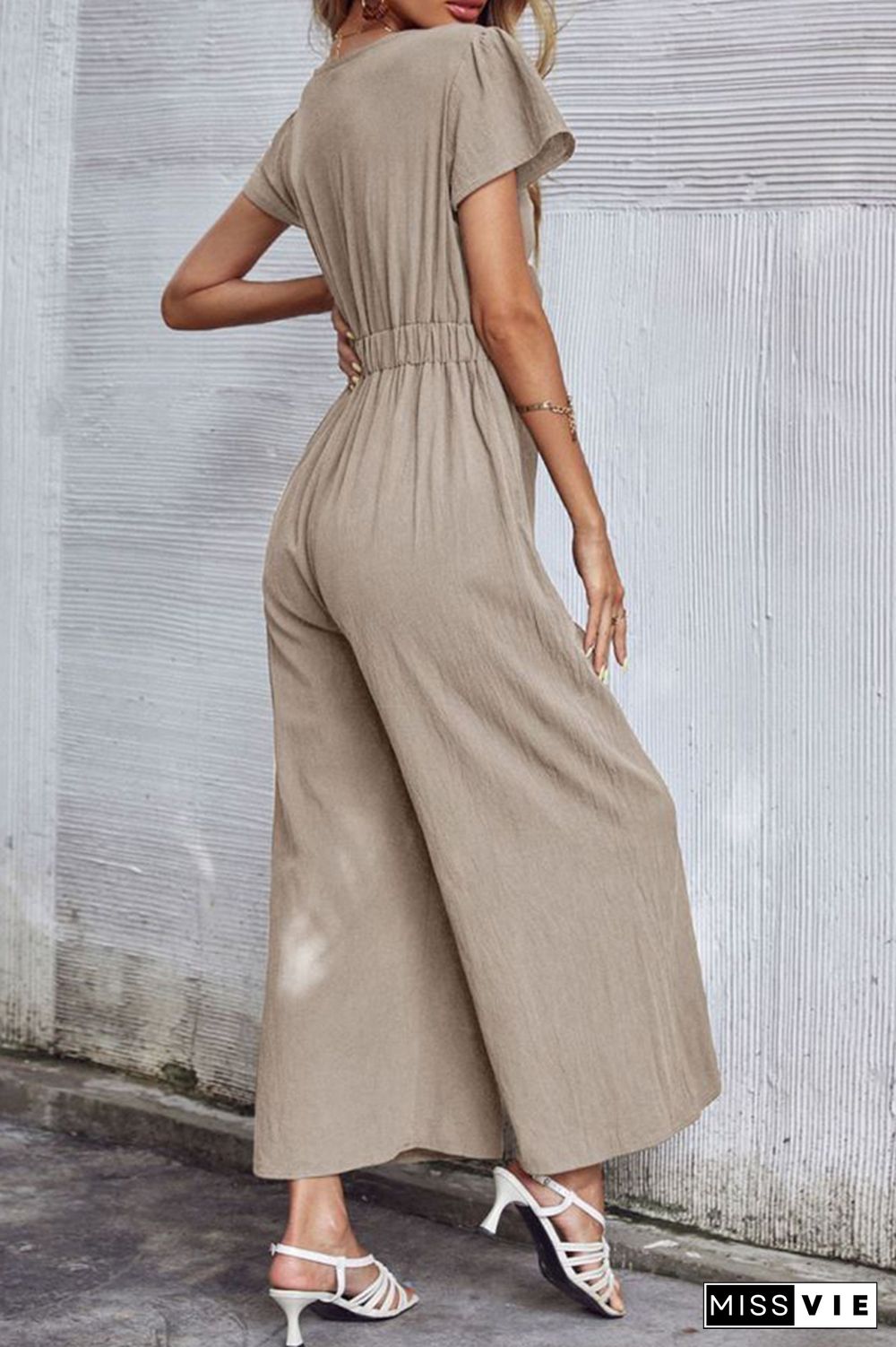 Bow Knot Wide Leg Long Pants Jumpsuit Wholesale