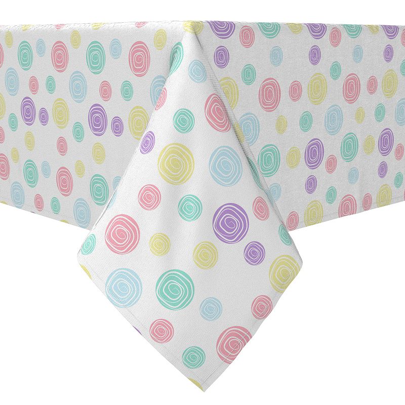 Rectangular Tablecloth， 100% Cotton， Drawn Pastel Dots