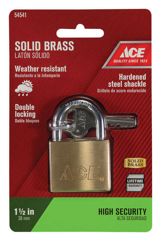 Ace 1-5/16 in. H X 1-1/2 in. W X 17/32 in. L Brass Double Locking Padlock