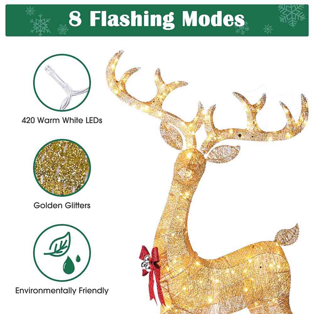 Yescom Outdoor Lighted Christmas Reindeer Family 3pcs