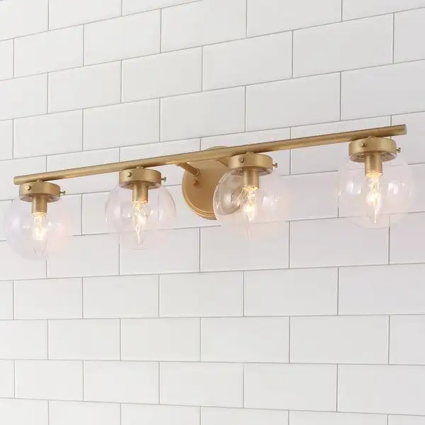 Cionar Mid-century Modern Gold Bathroom Vanity Light Globe Wall Sconce with Clear Glass Shades