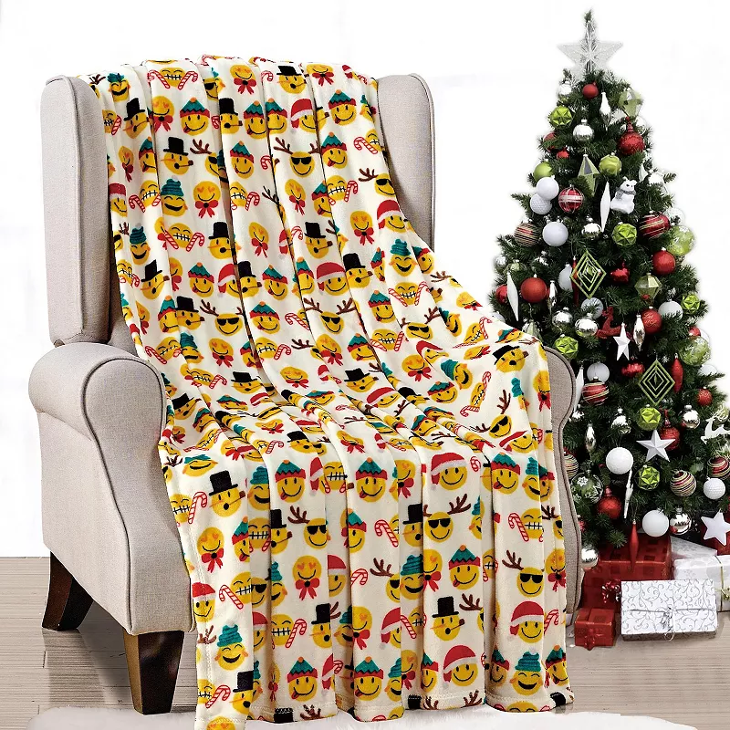 Plazatex Christmas Smiles Microplush Decorative All Season 50 X 60 Throw Blanket