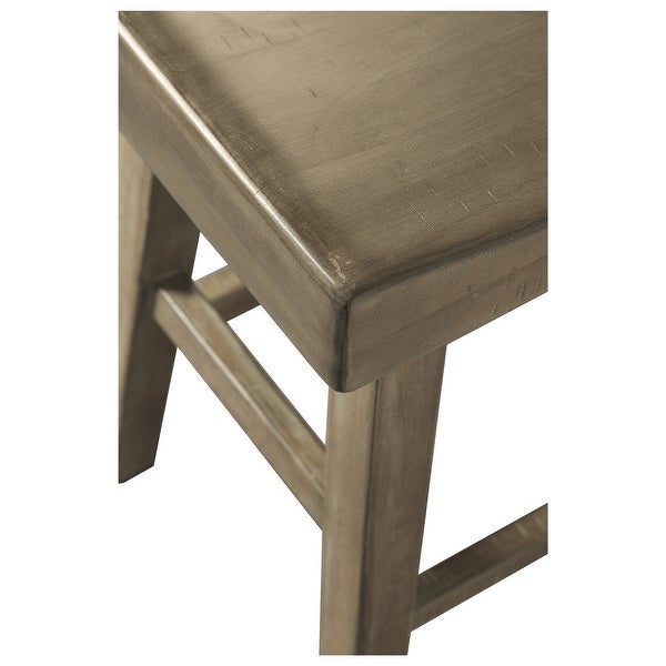 31 Inch Wooden Saddle Stool with Angular Legs， Set of 2 - 31 H x 13 W x 18 L Inches