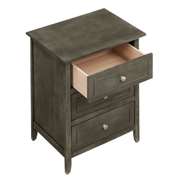 Daniel 3-drawer Transitional Wooden Nightstand， 25