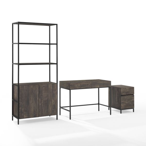 Jacobsen 3Pc File Cabinet， Desk And Etagere Set