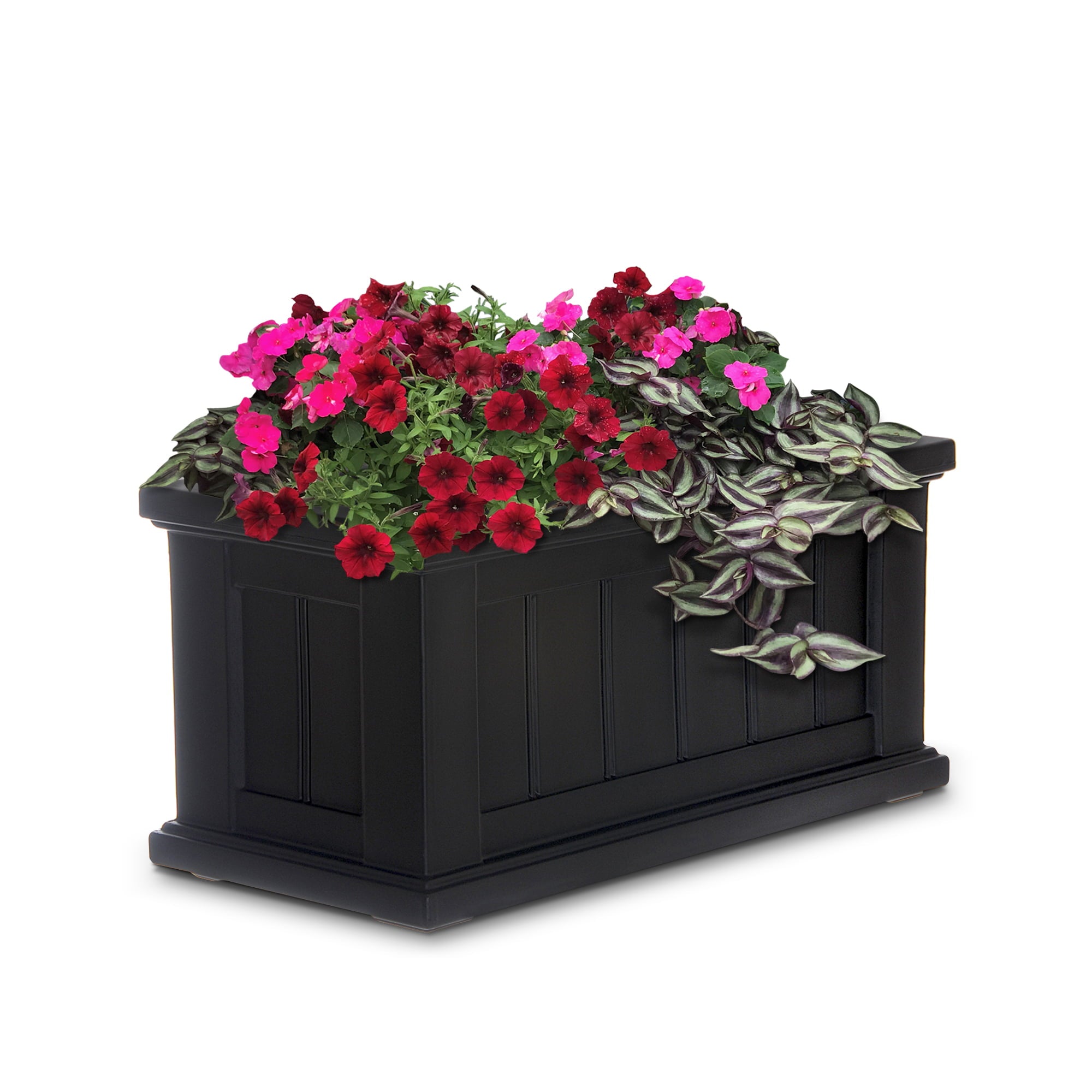 Mayne 24" x 11" x 11" Rectangle Black Resin, Plastic and Polyethylene Plant Planter with Drainage Hole