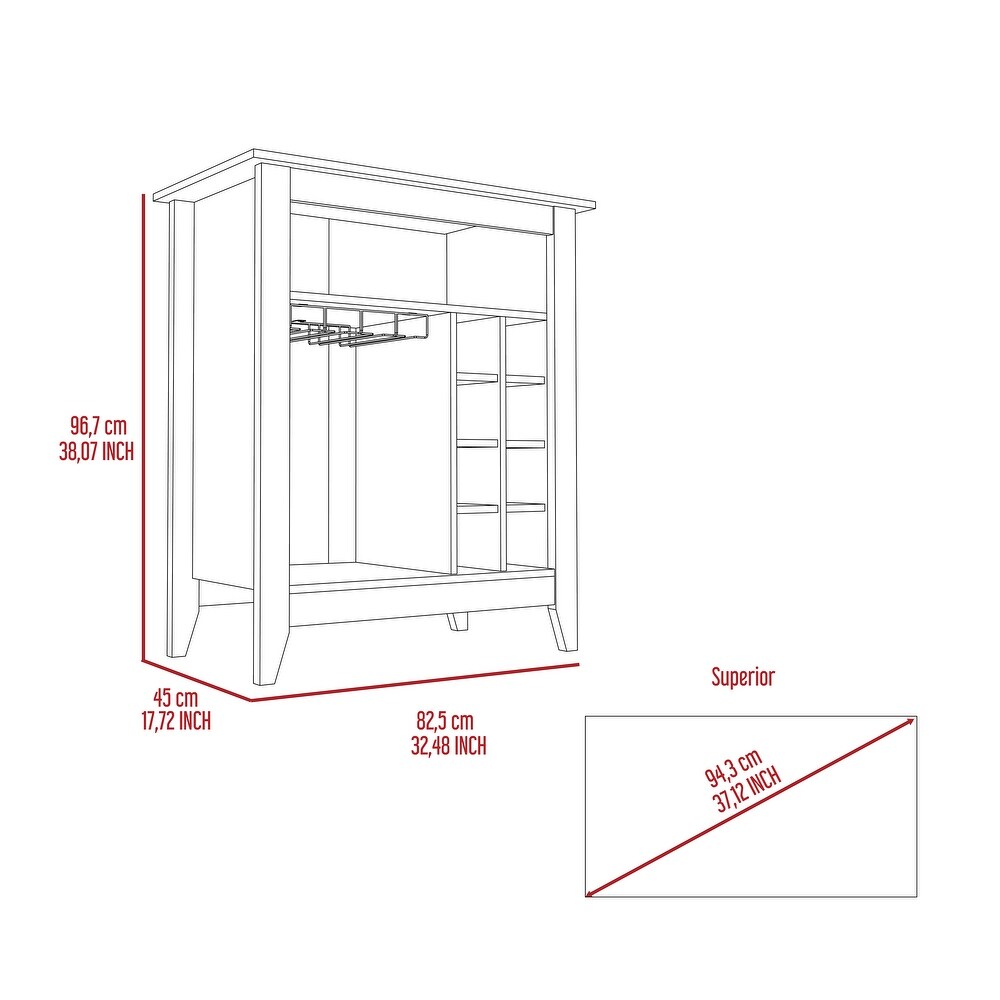 New Canaan 6 Bottle 1 Drawer 1 Shelf Bar Cabinet