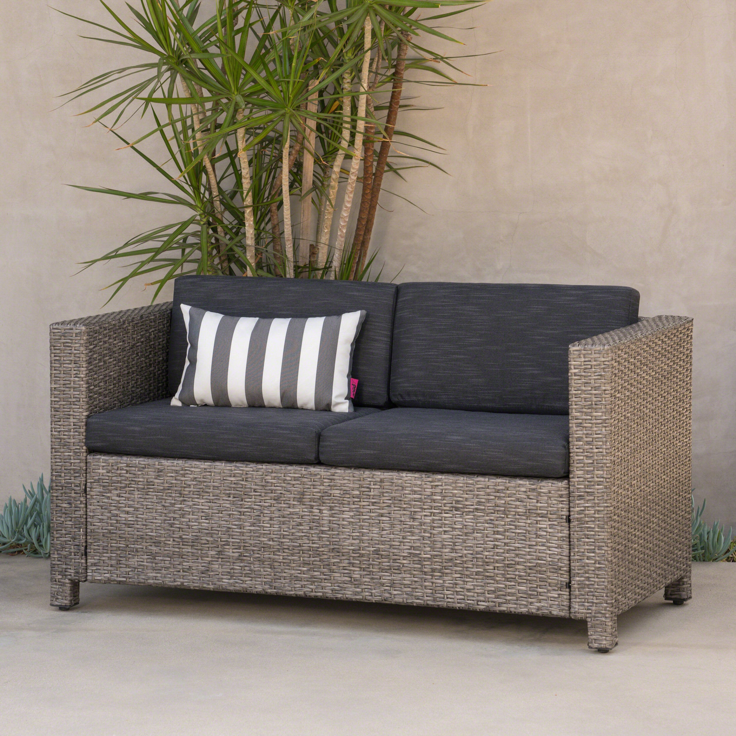 Venice Outdoor PE Wicker Love Seat